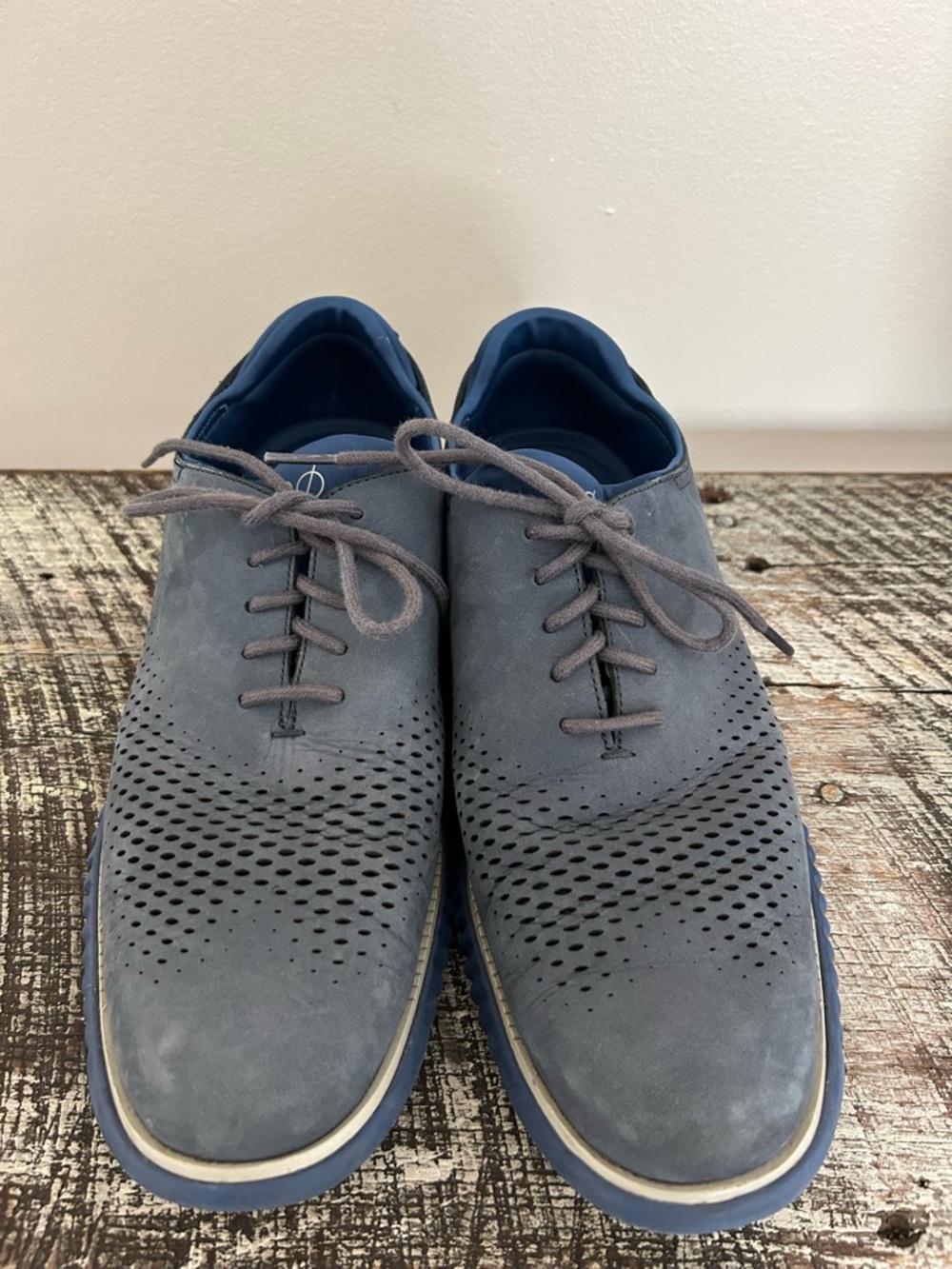 Cole Haan Men's Slate Blue Perforated Lace-Up Oxfords